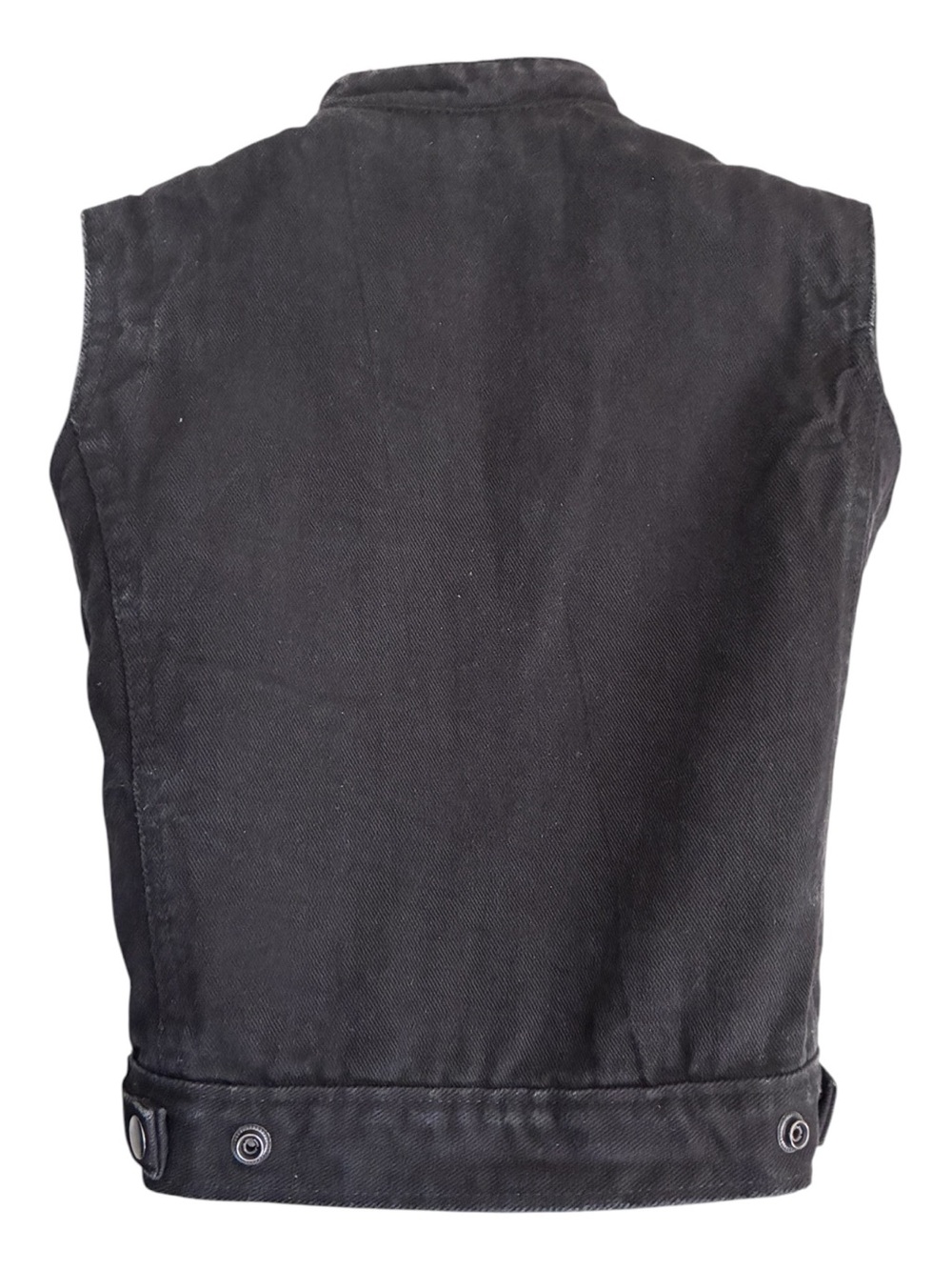 Unik Denim Faded Black Sleeveless Moto Grunge Biker Denim Vest Snap Front Sz M - Picture 3 of 8